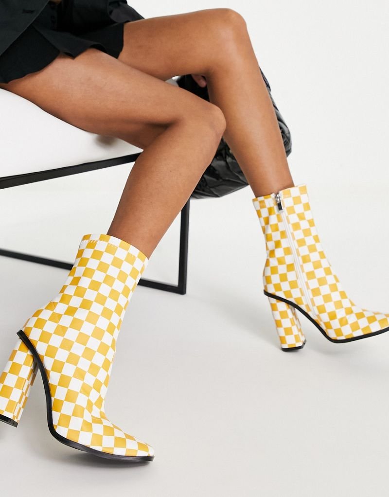 Orange Raid Saylor Block Heel Sock Boot