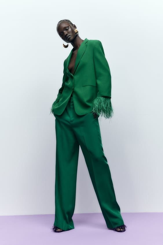 Emerald Green High Waist Wide Leg Trouser