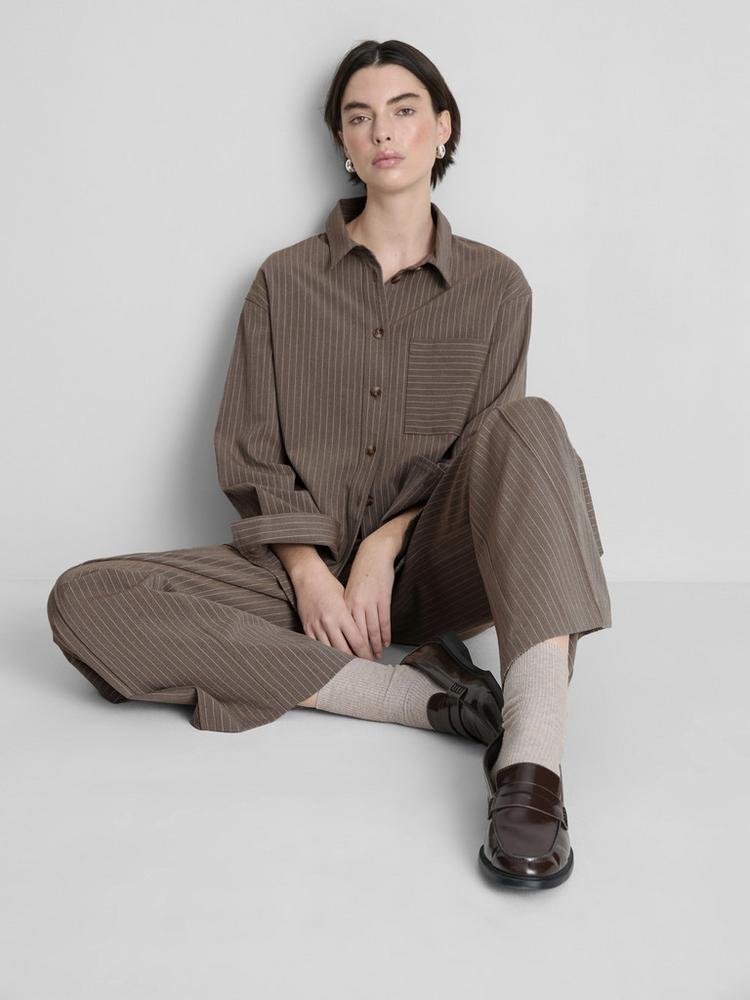 Brushed Pinstripe Shirt And Trouser Set