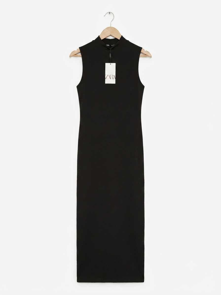 Black Open Back Sleeveless Mock Maxi Dress