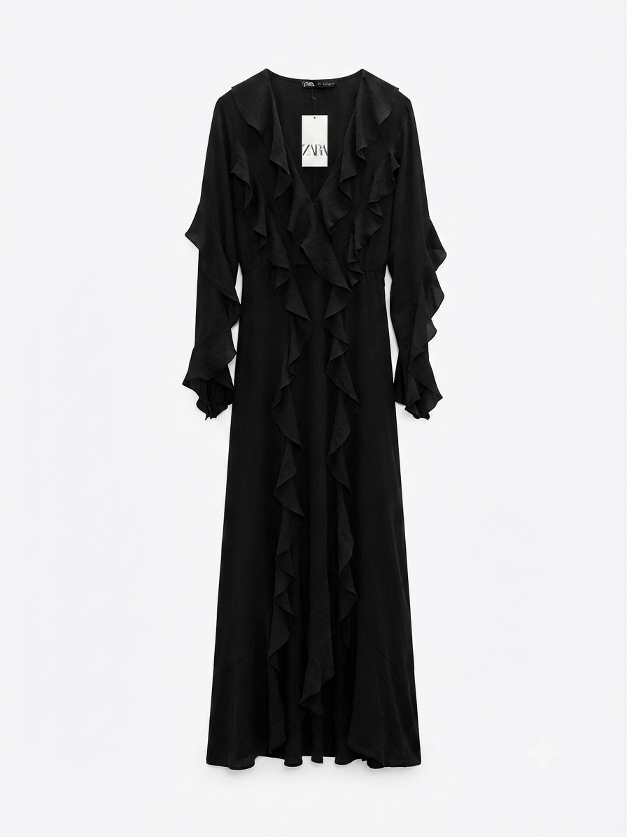Black Ruffled Maxi Dress