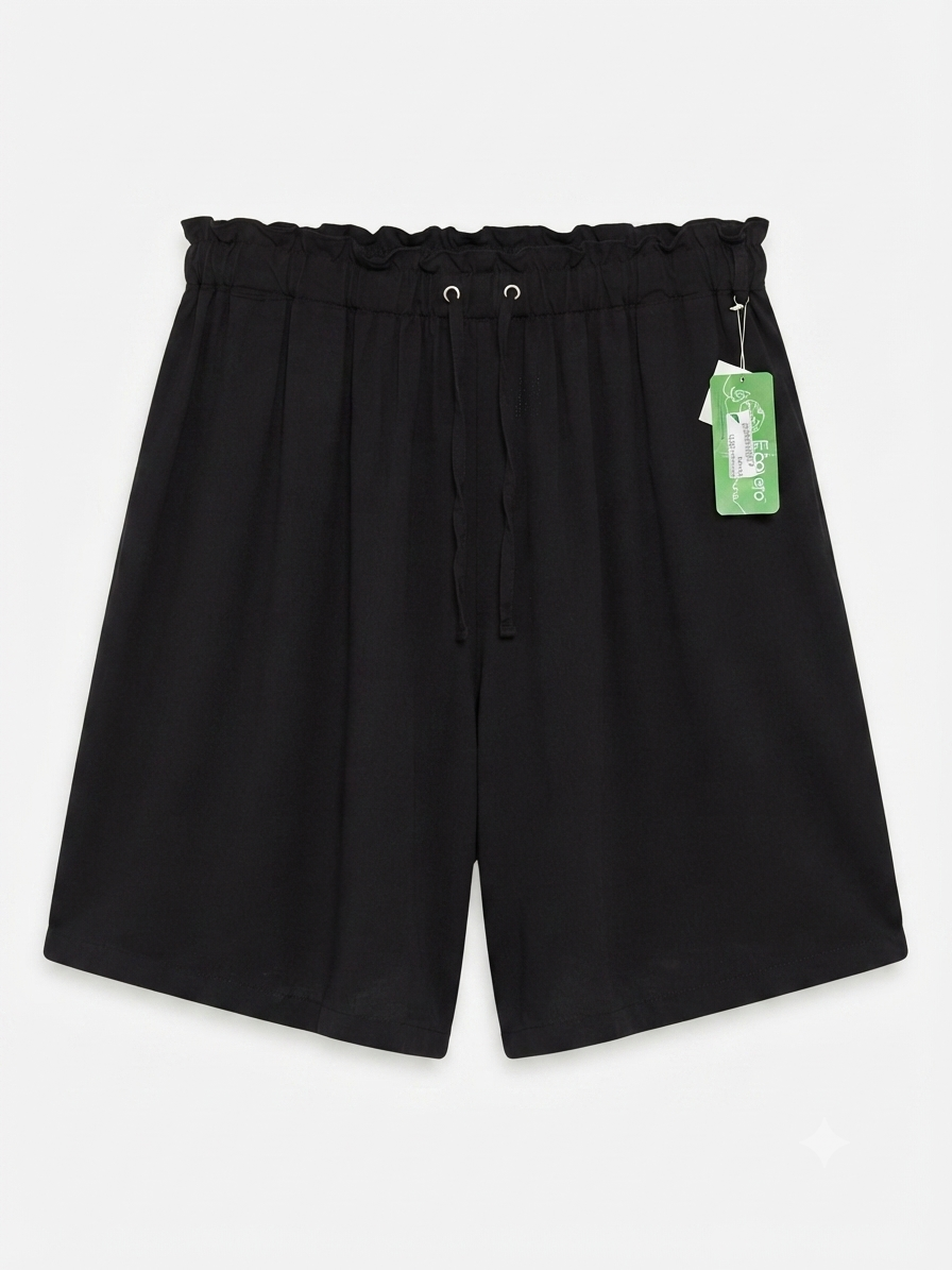 Black Bermuda Paperbag Short