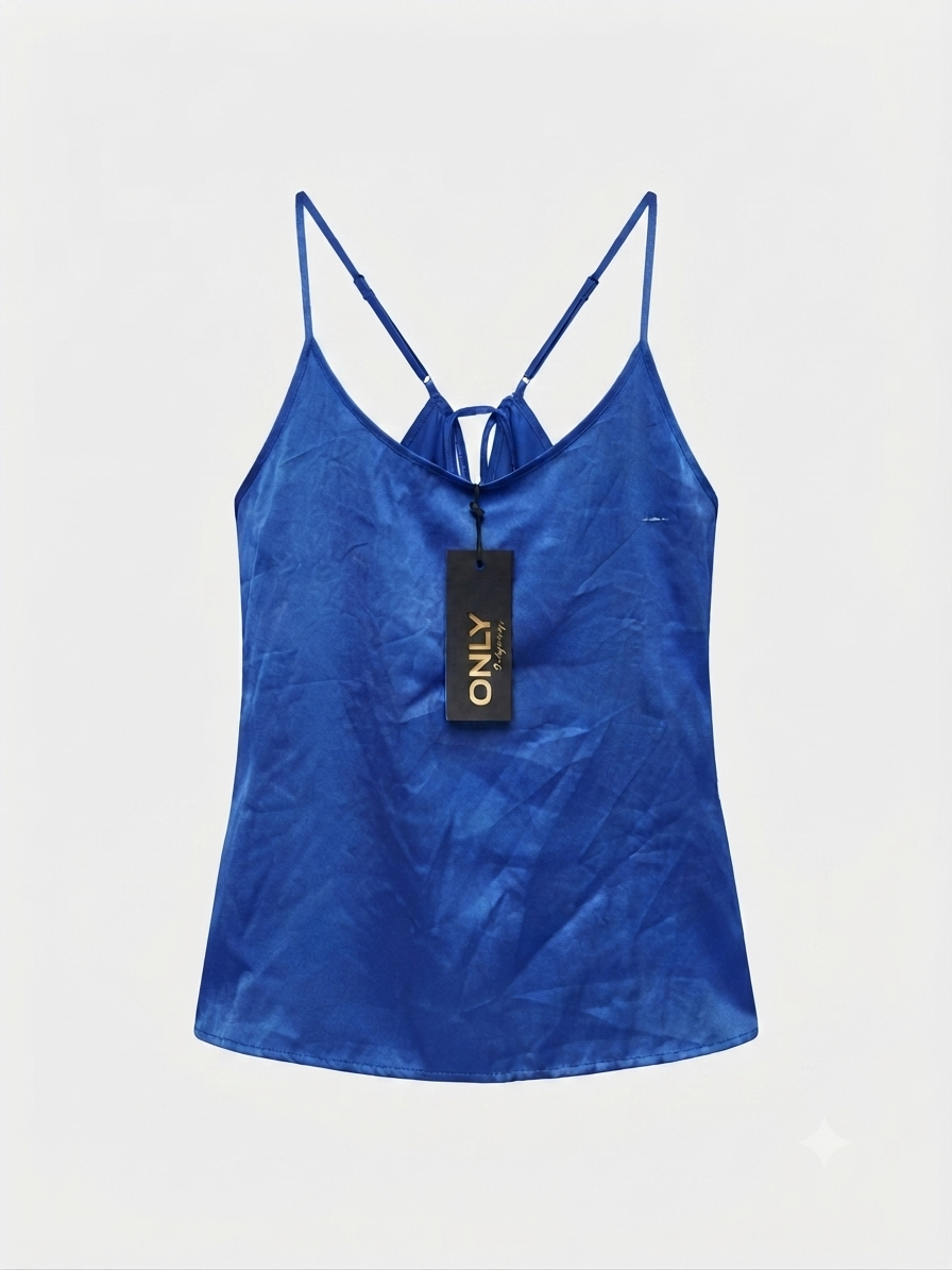 Royal Blue ONLY Satin Cami Top With Tie Back