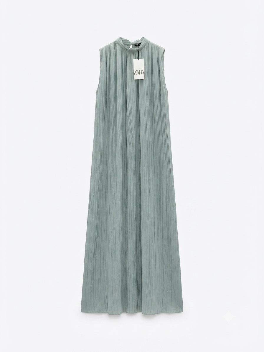Sage Green Pleated Maxi Dress