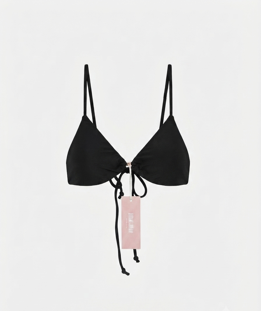 Black Tie Front Triangle Bikini Top