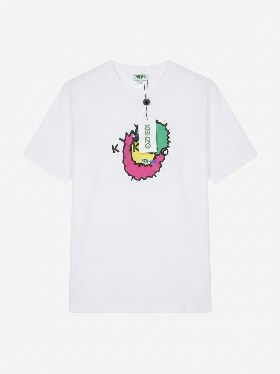 White Kenzo Graphic Logo Cotton T-shirt