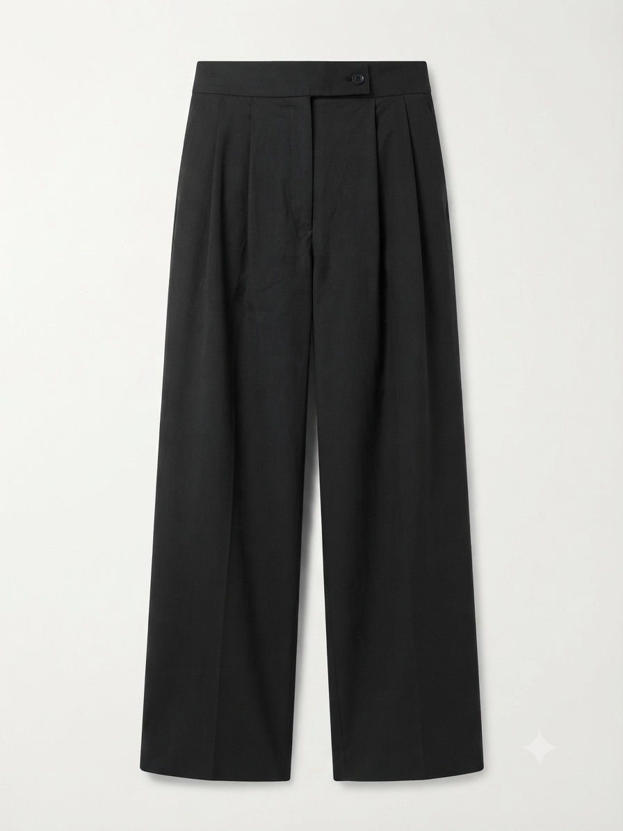 Black High Waist Pleated Wide Leg Trouser - XL