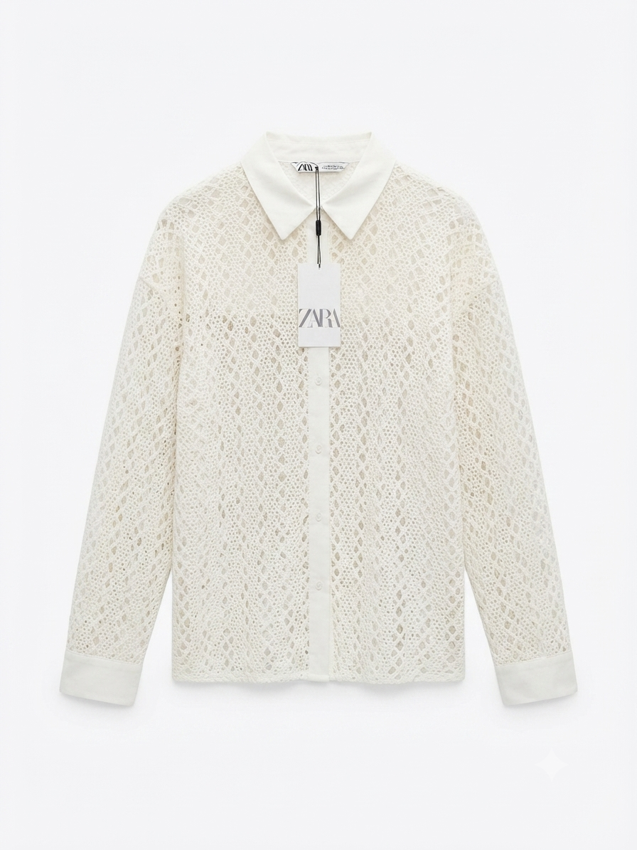 Off White Crochet Knit Shirt