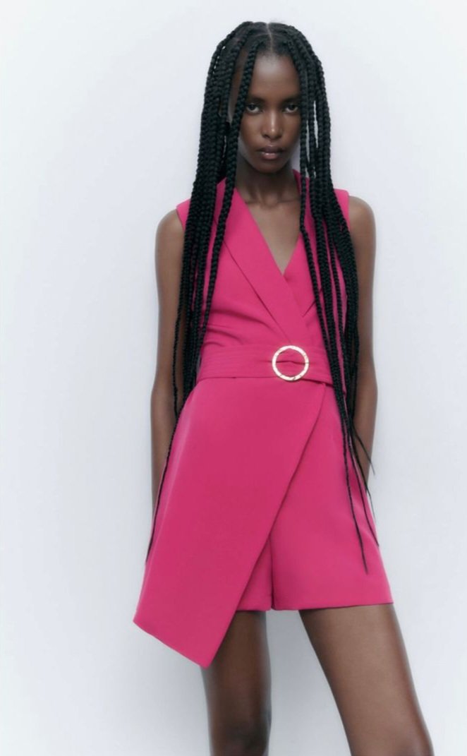 Hot Pink Sleeveless Wrap Belted Playsuit