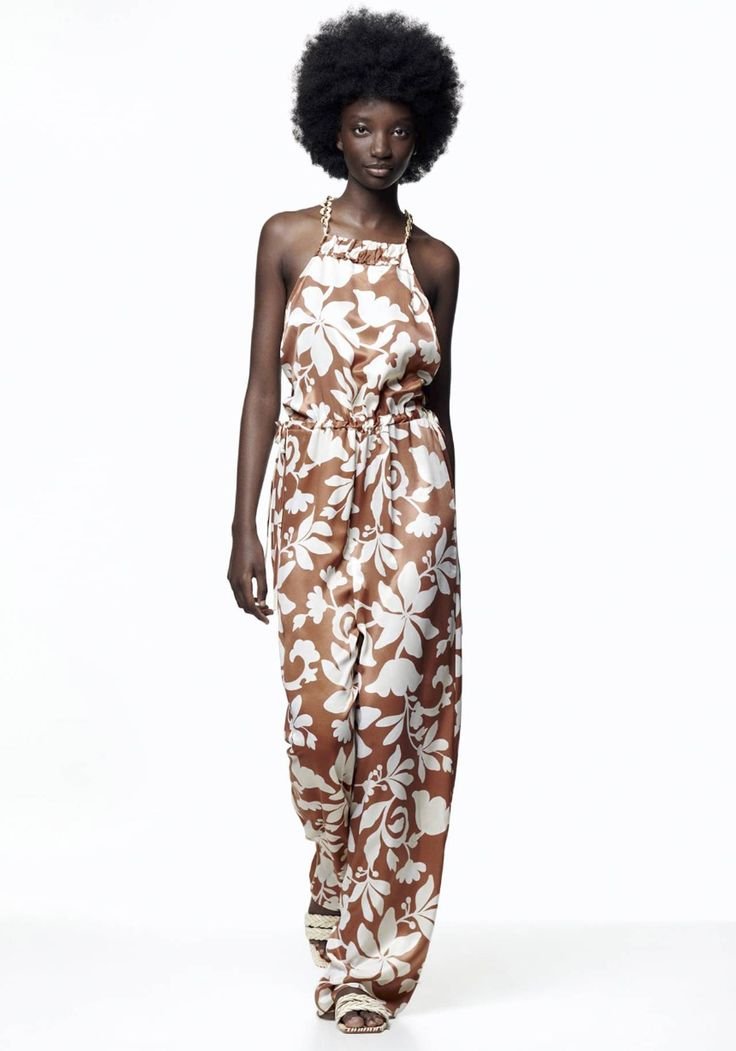 Full Length Floral  Halter Jumpsuit