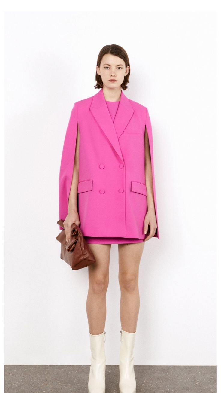 Bubblegum Pink Oversized Double Breasted Blazer