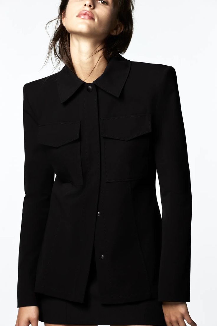 Black Zara Utility Shirt Jacket