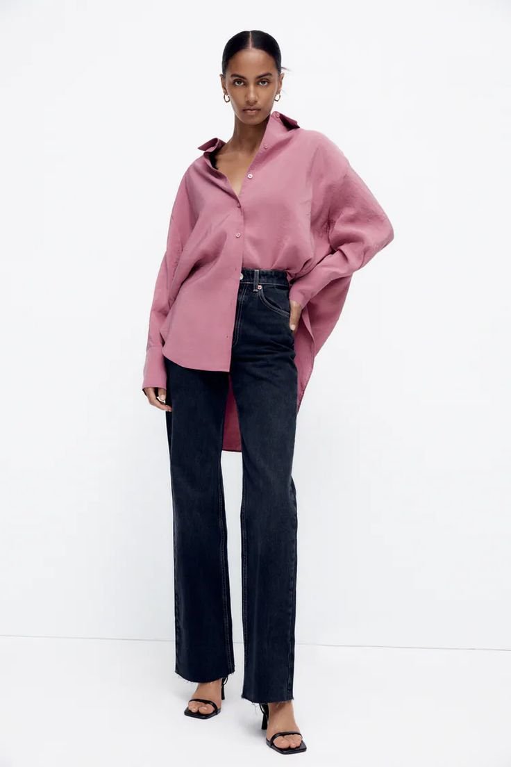 Mauve Pink Oversized Crinkle Shirt