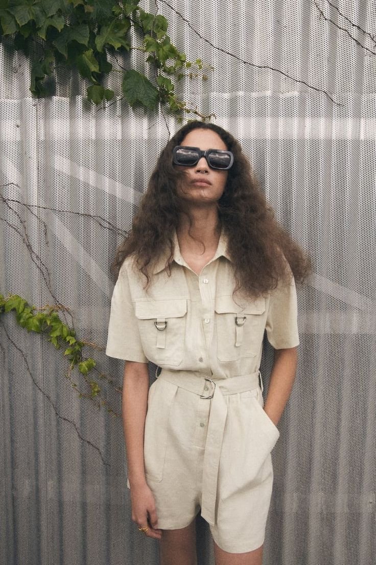 Ecru Utility Belted Romper