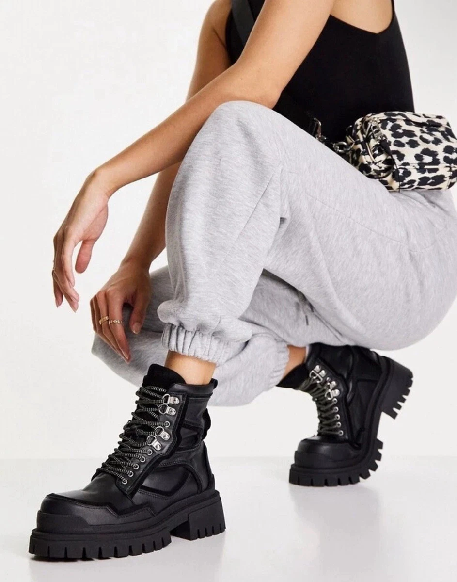Topshop Alex Leather Chunky Lace Up Boot