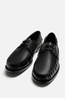 Leather Boat Black Shoes
