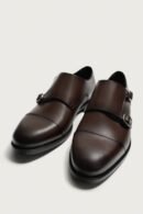 Leather Double Monk Strap Shoes