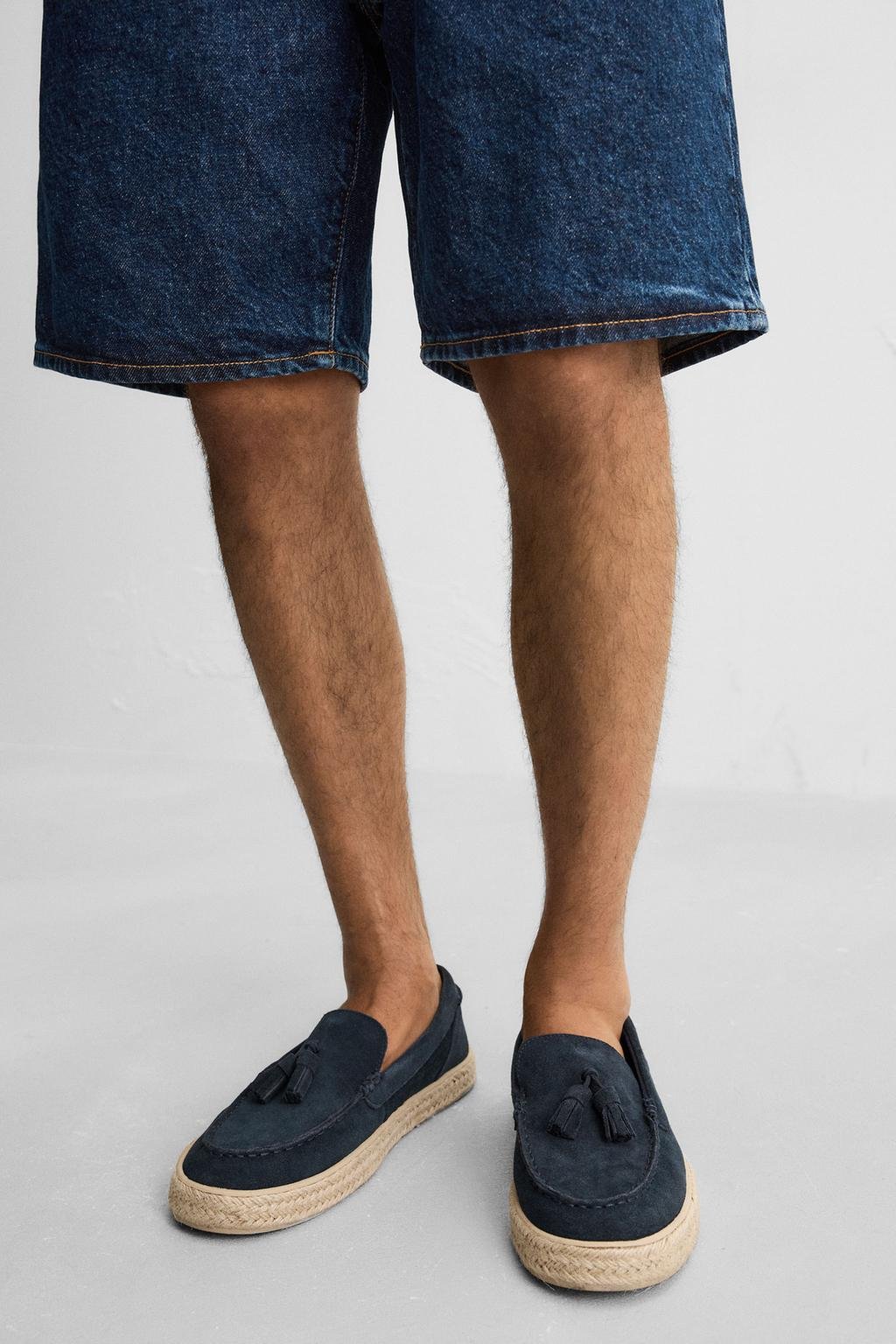 Navy Blue Leather Casual Jute Loafers - Image 7