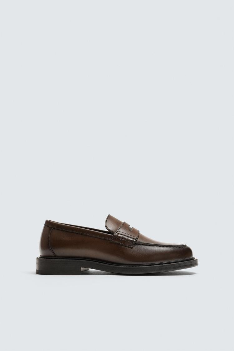 Brown Leather Penny Loafers - Image 3