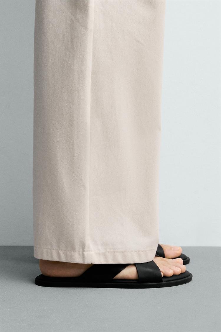 Cross Strap Leather Slide Sandals - Image 5