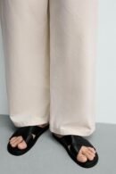 Cross Strap Leather Slide Sandals