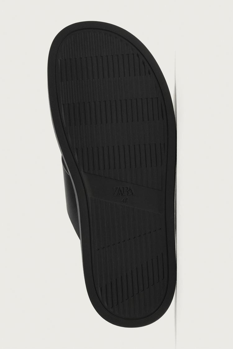 Cross Strap Leather Slide Sandals - Image 2