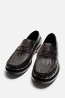 Croc-Effect Penny Loafers