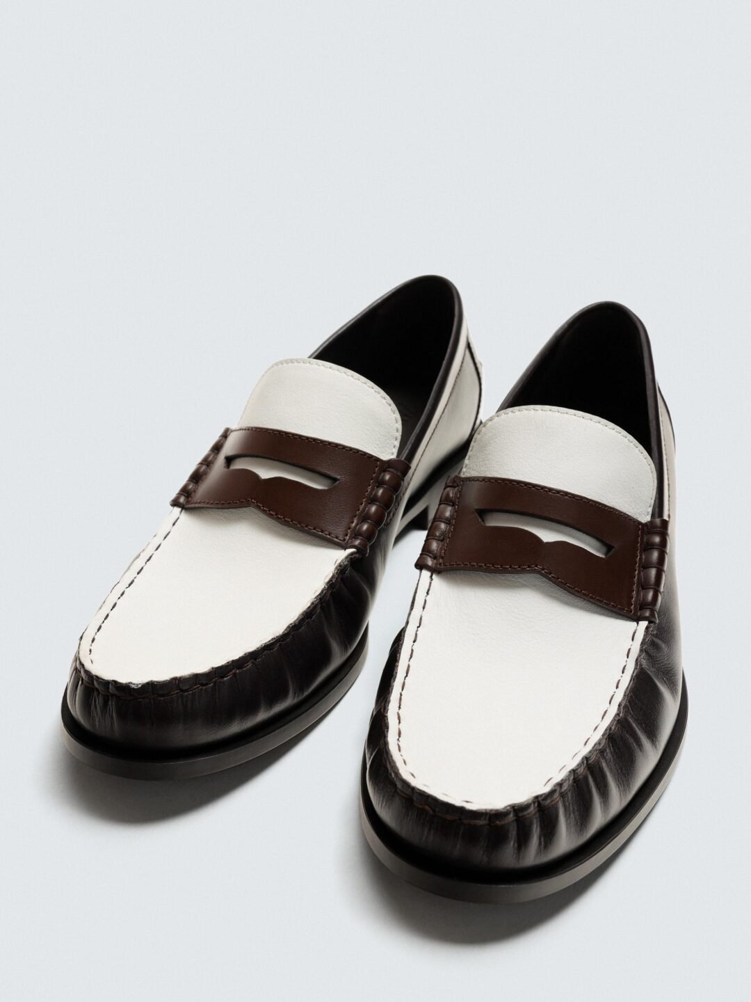 Zara Colorblock Penny Leather Loafers