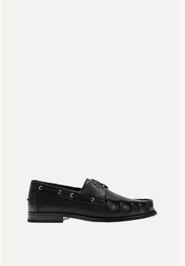Leather Boat Black Shoes - Image 8