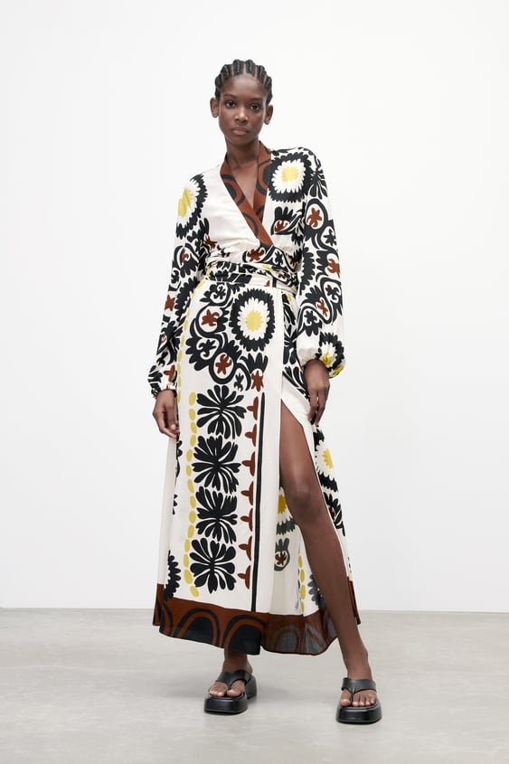 Bold Floral Print Wrap Maxi Dress