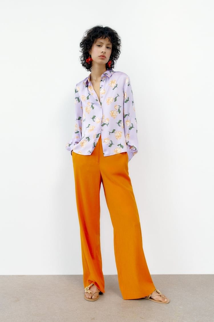 Lilac Satin Floral Shirt
