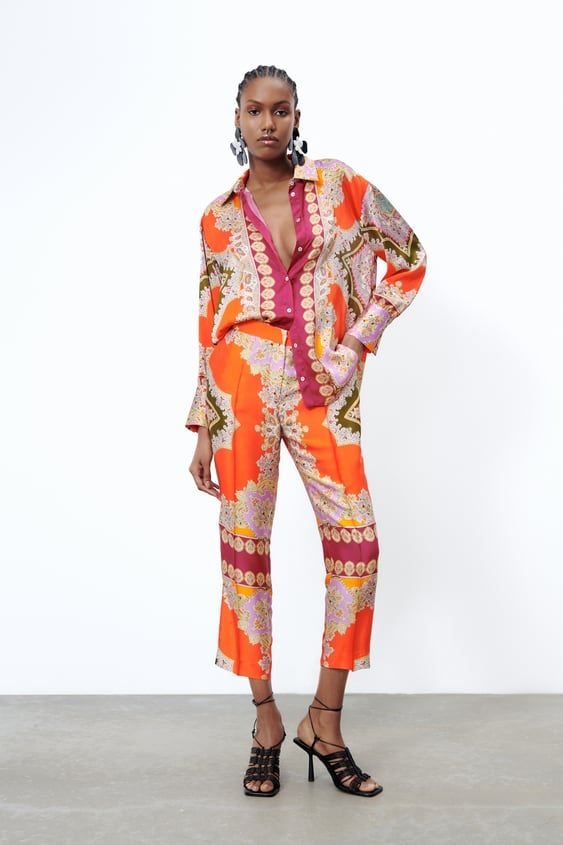 Paisley Printed Satin Trousers