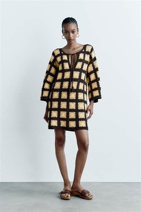 Crochet Patchwork Mini Dress