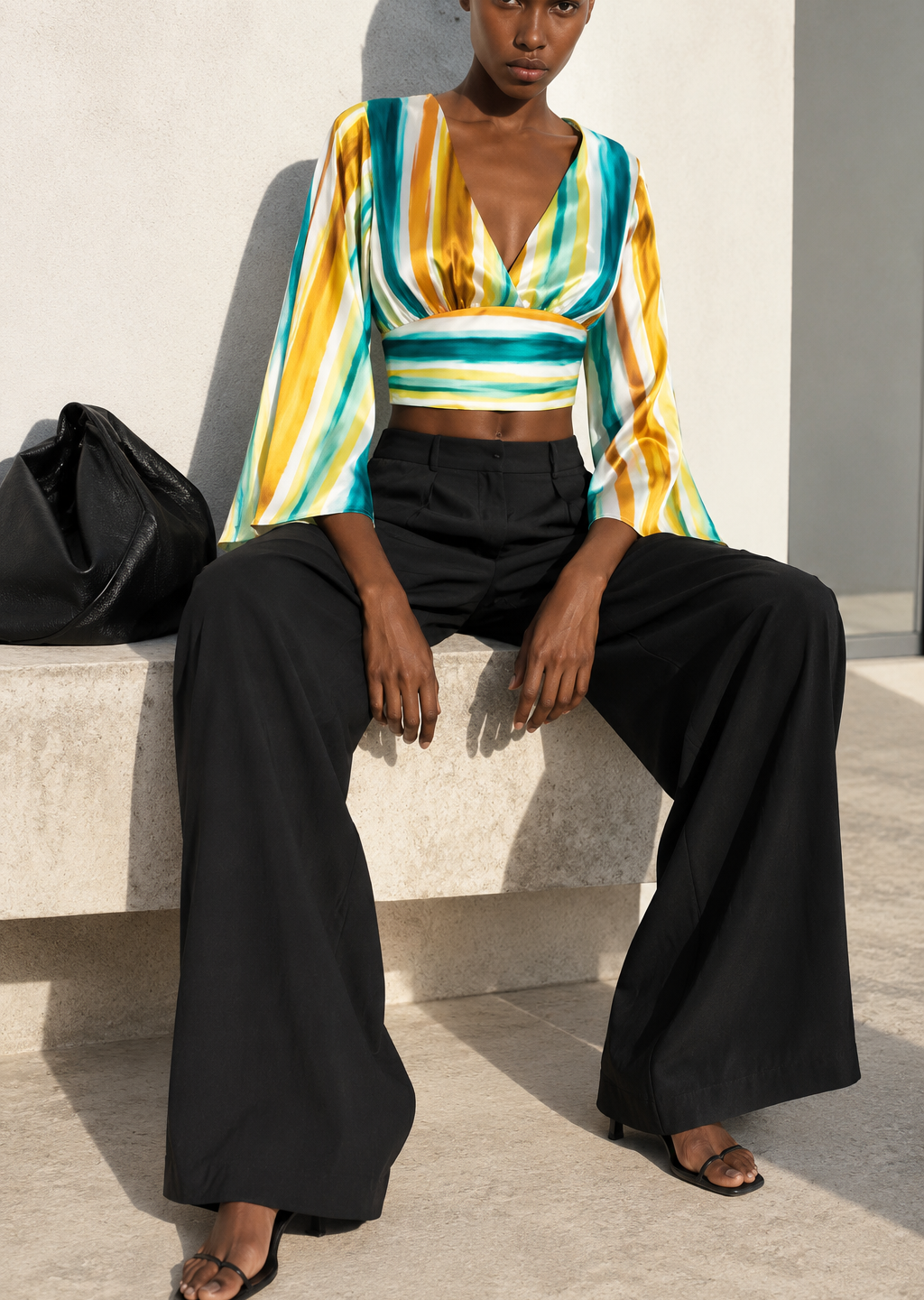 Striped Satin Crop Top