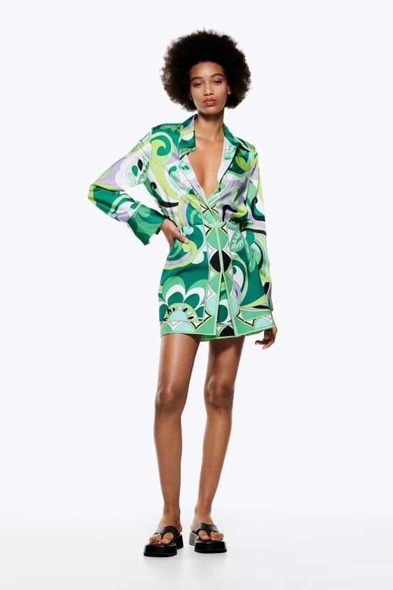Green Retro Psychedelic Print Mini Skirt