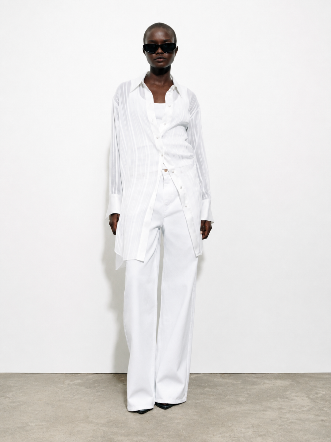 Oversize Combined Semi Transparent Blouse