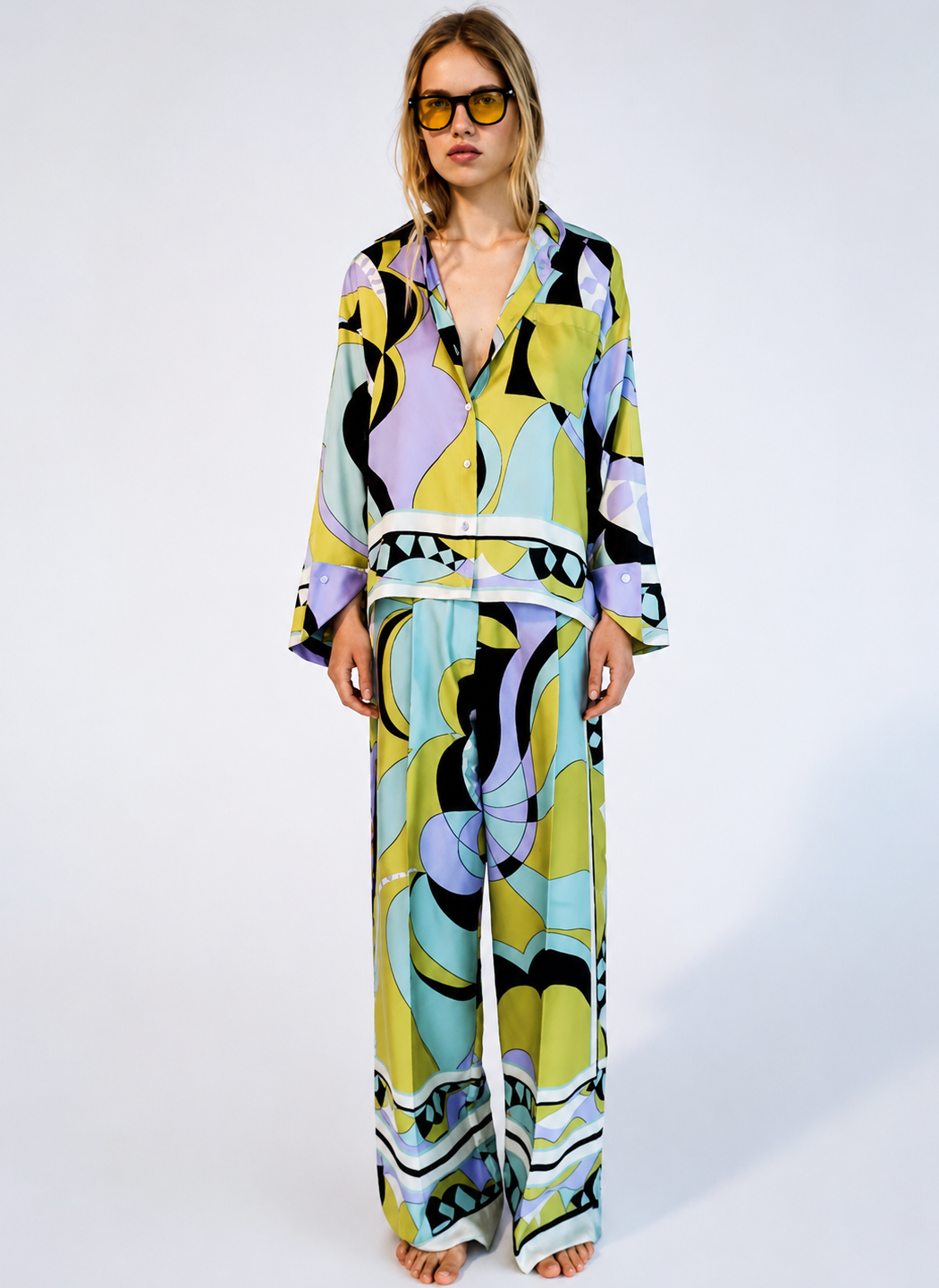 Abstract Print Pant And Shirt Set
