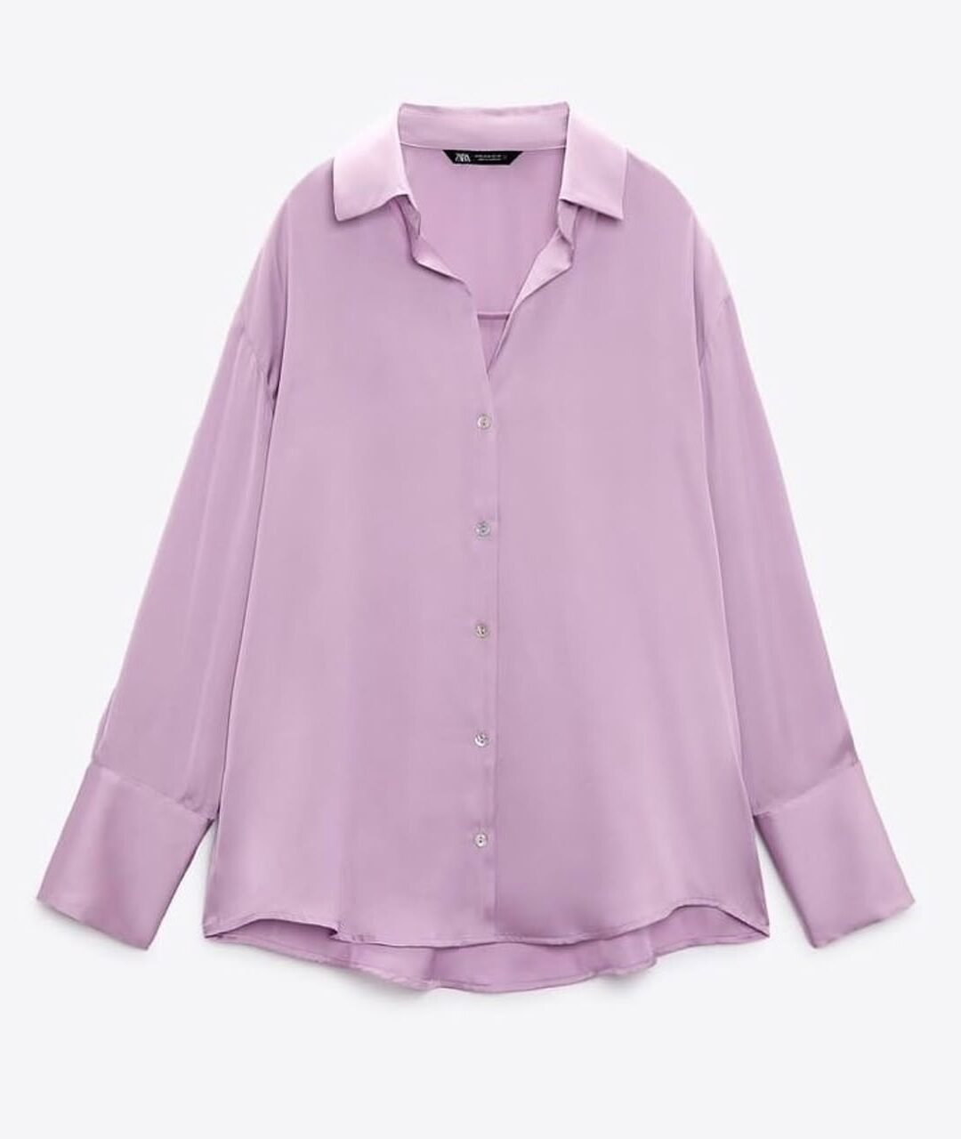 Lavender Satin Button Front Shirt