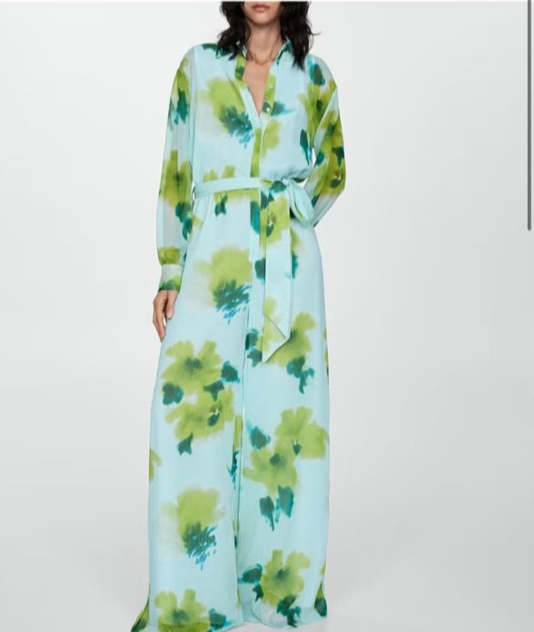 Blue Floral Print Belted Jumpsuit - Image 2