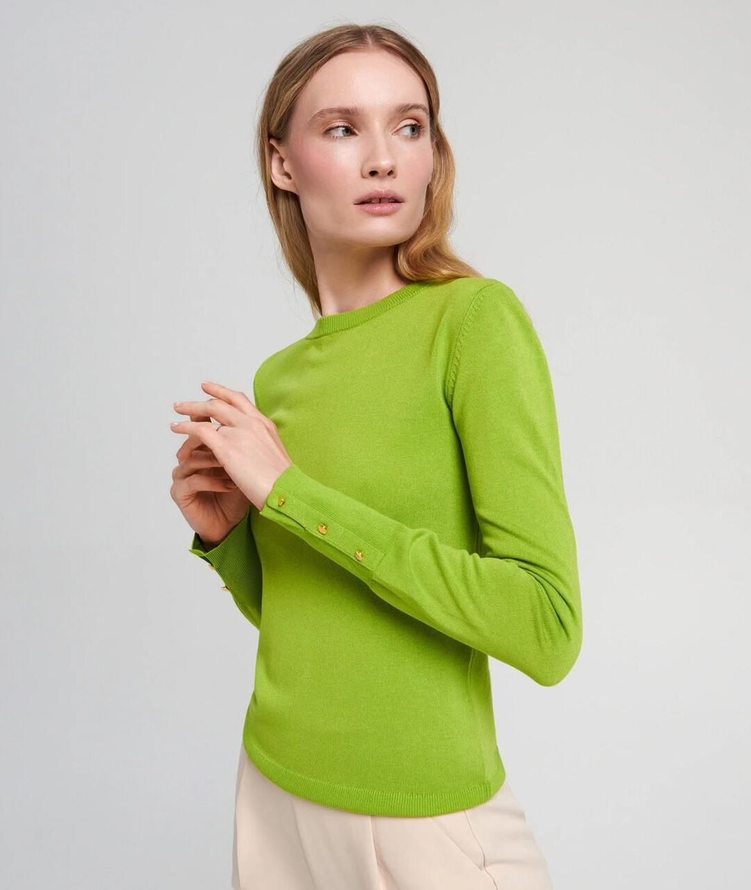 Green Long-Sleeve Knit Top