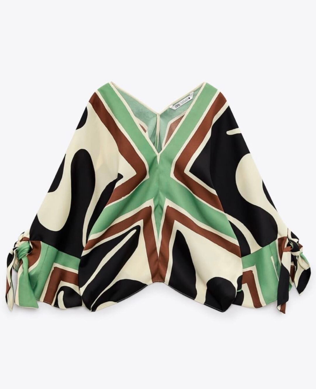 V- Neck Batwing Printed Blouse