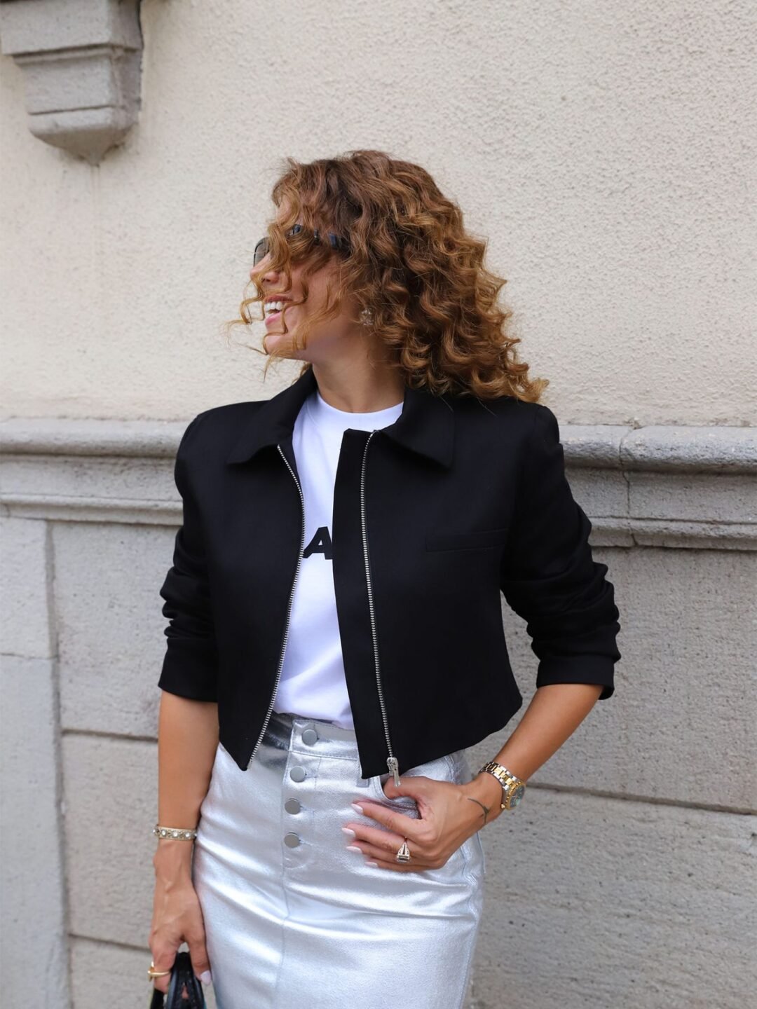 Cropped Zip-Up Collar Jacket