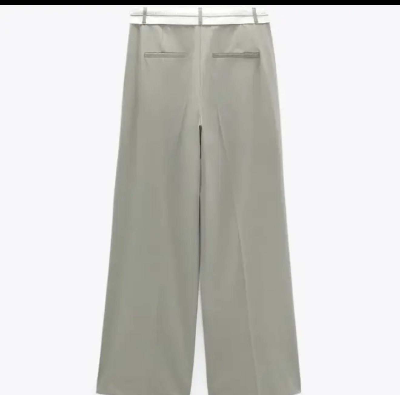 Contrast Waist Pleated Wide-Leg Trousers - Image 4
