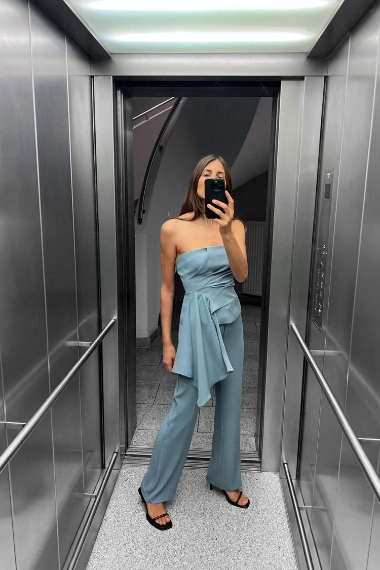 Tailored Blue Wide Leg Trousers