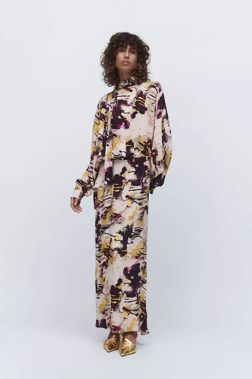 Limited Edition Abstract Print Midi Dress