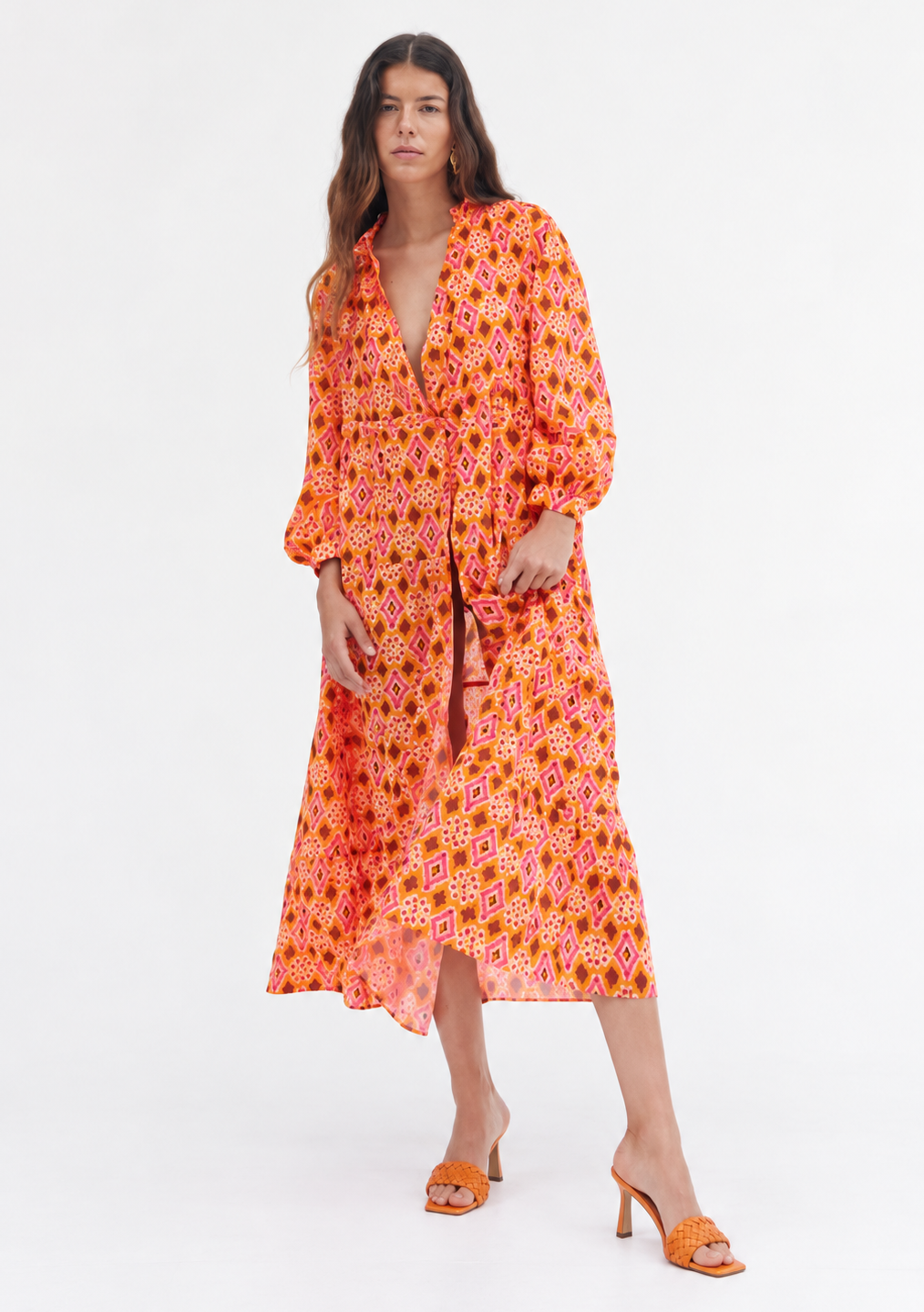 Vibrant Geometric Print Midi Dress
