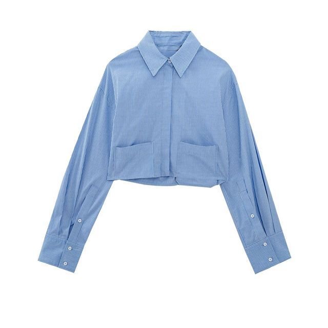 Sky Blue Cropped Shirt
