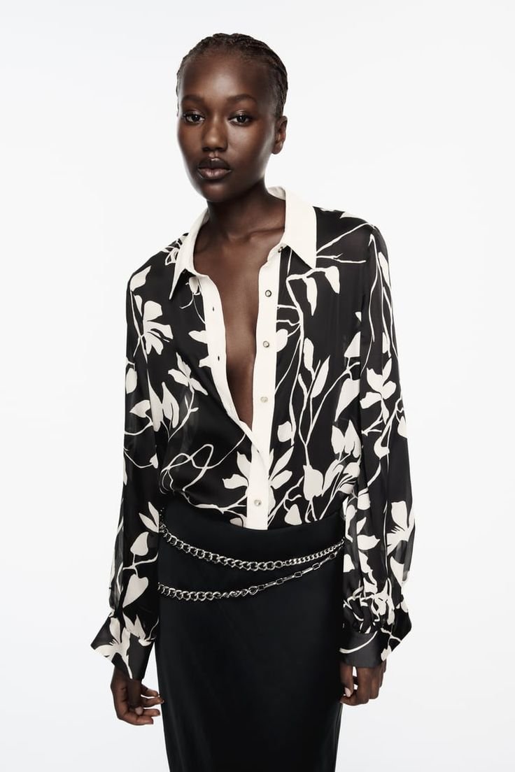 Monochrome Floral Print Shirt
