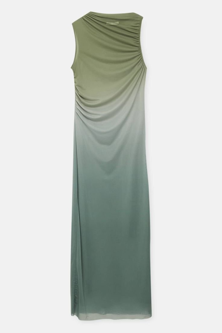 Green Ombre Draped Cowl Neck Maxi Dress - Image 5