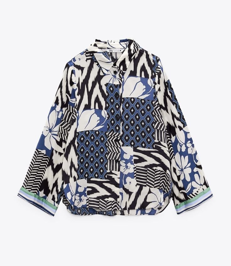 Oversized Patchwork Print Shirt